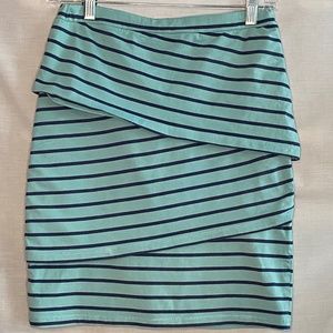 Synergy Blue Striped Layered Pencil Skirt
